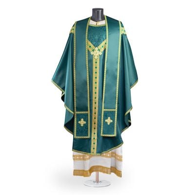 green catholic chasuble with embroidery