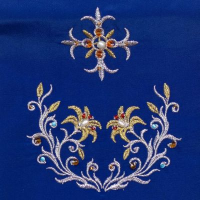 bookmark for liturgical Gospel and Epistle decorated with embroidery and semi-precious stones