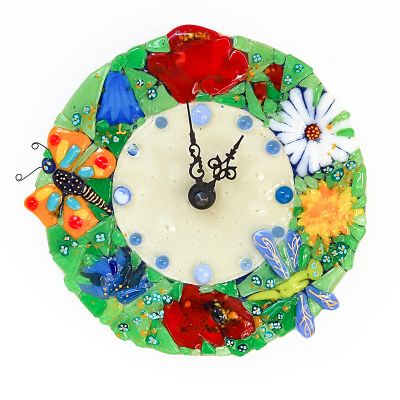 summer glass wall clock