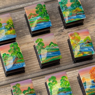 Lacquer Box With Scenery Painting small