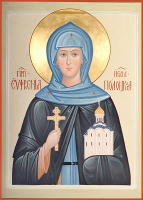small hand-painted icon of St Euphrosyne of Polotsk