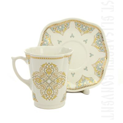 Gold Ornament Souvenir Cup & Saucer Set