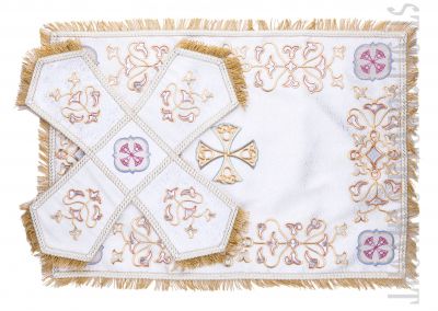white church brocade chalice covers and veil
