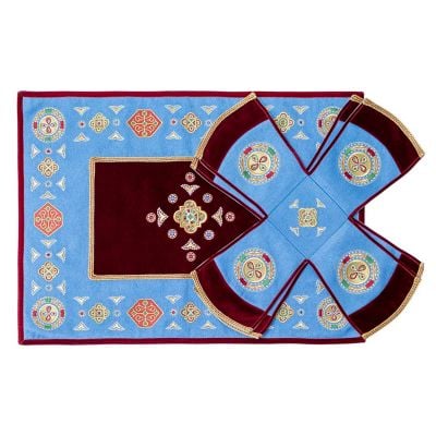 Blue Embroidered Liturgical Covers and Veil 