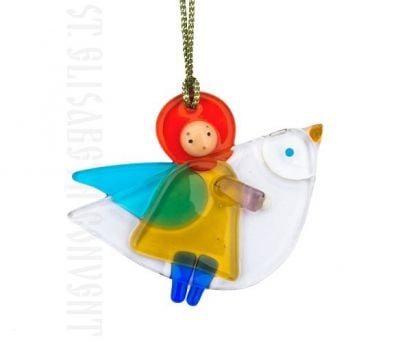 glass angel with bird pendant