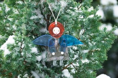 fused glass colorful angel pendant 