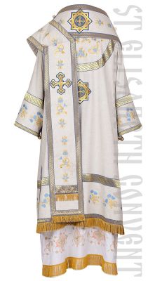 white viscose rayon bishop's vestment front view 