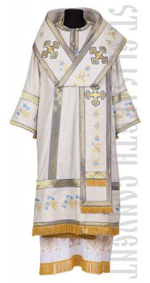 white viscose rayon bishop's vestment front view 