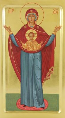 Hand painted icon of Theotokos of the Sign 