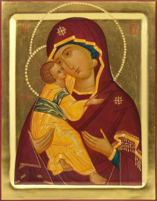 Hand painted icon of the Mother of God of Vladimir