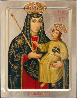 Painted icon of the Mother of God of Minsk