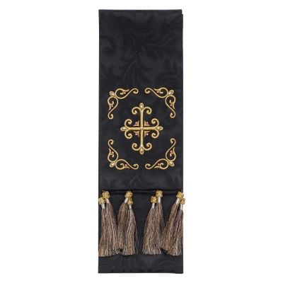 black bookmark with pearls and embroidery
