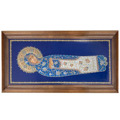 Velvet Shroud (Epitaphios) of the Mother of God in Case embroidered with Pearls and semi-precious stones