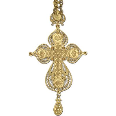 filigree pectoral cross with semi-precious stones