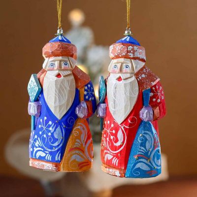 Santa Ornament Carved folk art souvenir