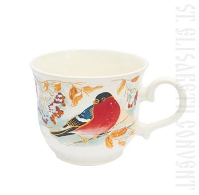ceramic mug with bullfinches