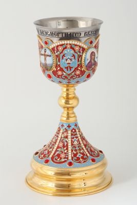 chalice with gilding enamel and stones