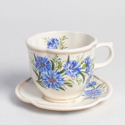 Cup & Saucer Set with an image of Cornflowers 