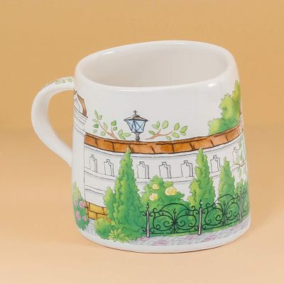 Ceramic cup and saucer set a walk through the monastery