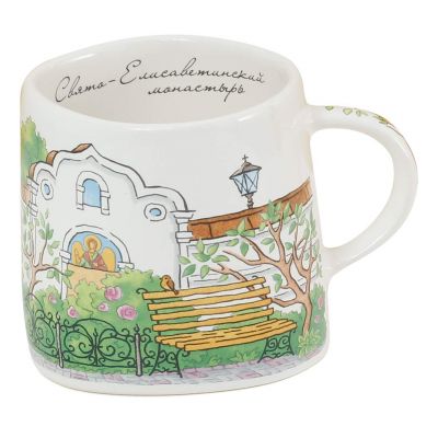 Ceramic cup and saucer set a walk through the monastery