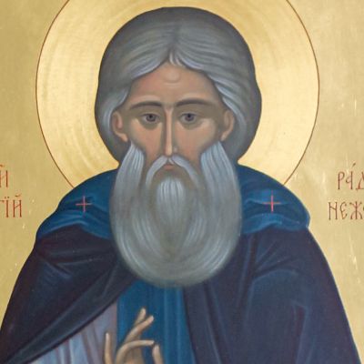 hand-painted icon of Sergius Radonezh