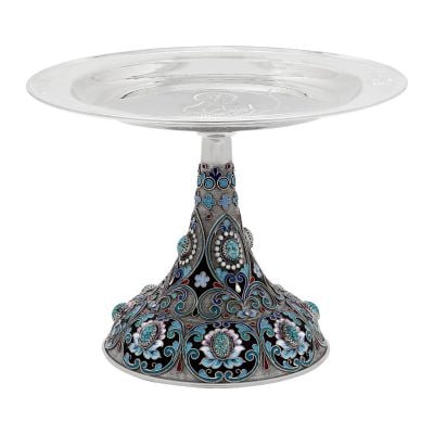 silver enamel Eucharist diskos