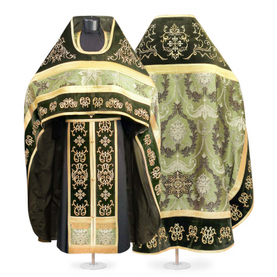 green velvet and decorative priest vestment with embroidery 