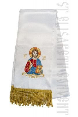 Wide bookmark with embroidered icon of Jesus Christ