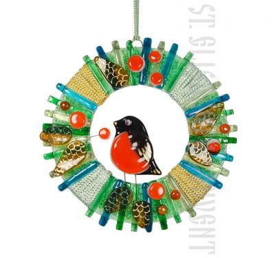 christmas wreath with bird