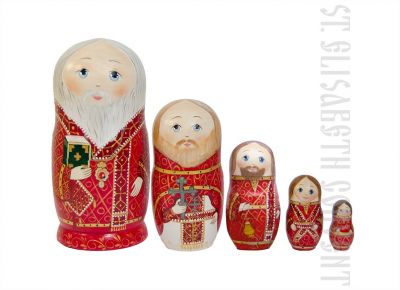 Сhurch clergy 5 piece nesting doll (red)