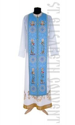 Red epitrachelion with Apostles and Archangels embroidery
