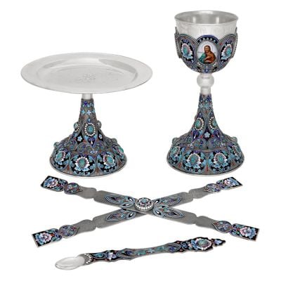 Enamel spoon with semi-precious stones and filigree