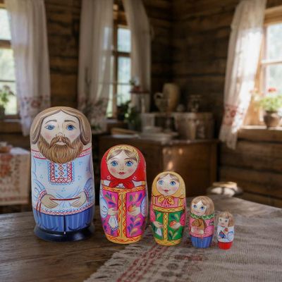 Family and Cat nesting doll