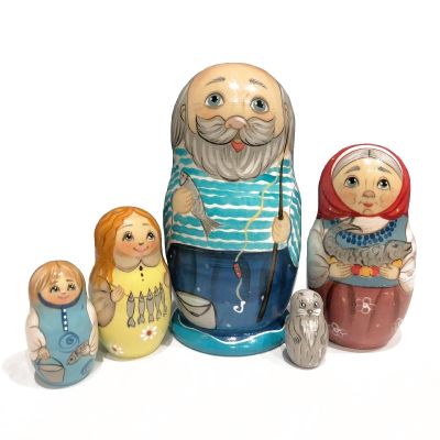 grandparents nesting doll with fish