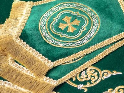 green velvet chalice covers and a veil