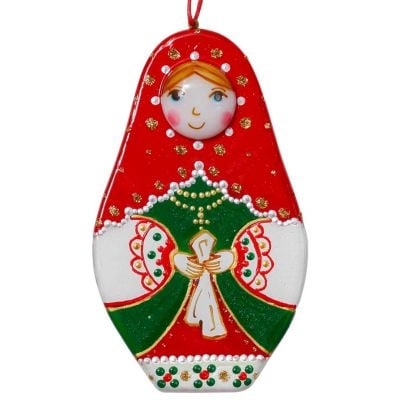 glass pendant nesting doll hand-painted