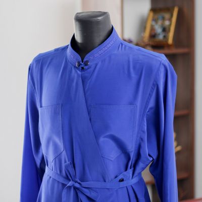 Greek priest undercassock blue with decorative embroidery