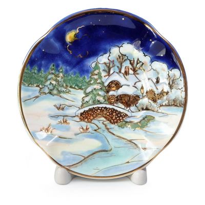 Ceramic Cup and Saucer Set with Winter Night