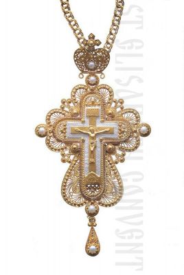 Handmade Pectoral Cross with pearls 