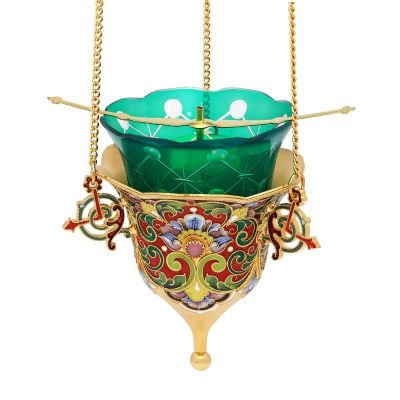 Hand-painted Hanging Vigil Lamp with Filigree