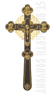 Holy table cross black wood with semi-precious stones