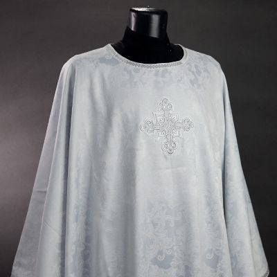 white/silver Chasuble and a stole with sewn cross