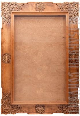 Hand carved icon case kiot with Seraphim and ornaments