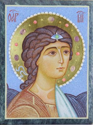 icon of st michael from finely ground semiprecious stones