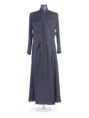 Black Greek-style priest undercassock with embroidery