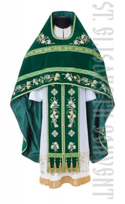 russian-style priest vestment made of green velvet