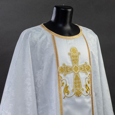 White chasuble with embroidered cross