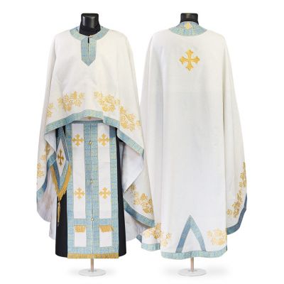 Greek-style priest Vestment with grapes and cross embroideries