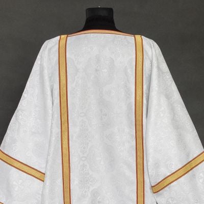 White Deacon dalmatic and stole set with galloon
