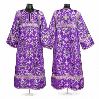 Purple cross-and-flowers sticharion for altar server